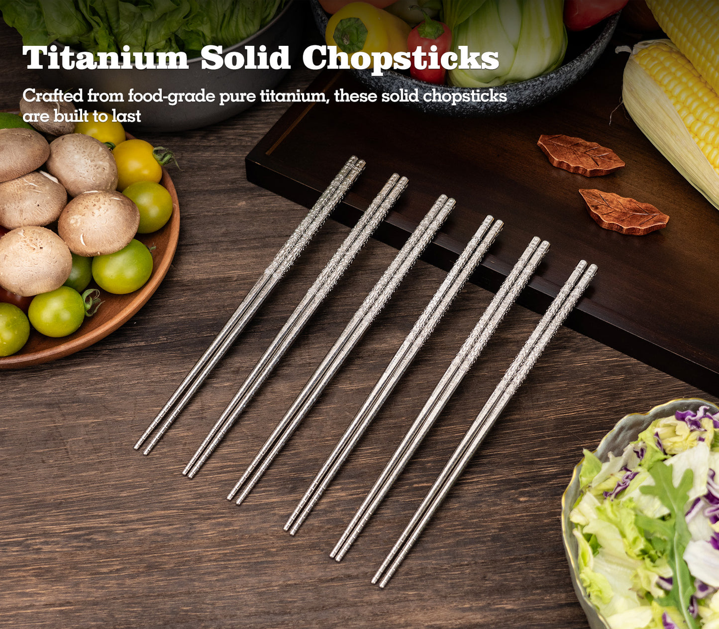 Boundless Voyage 23cm Solid Pure Titanium Chopsticks, Coating-Free Non-Slip Reusable Tableware for Outdoor Camping Travel Office Household & Premium Gift Ti1185T