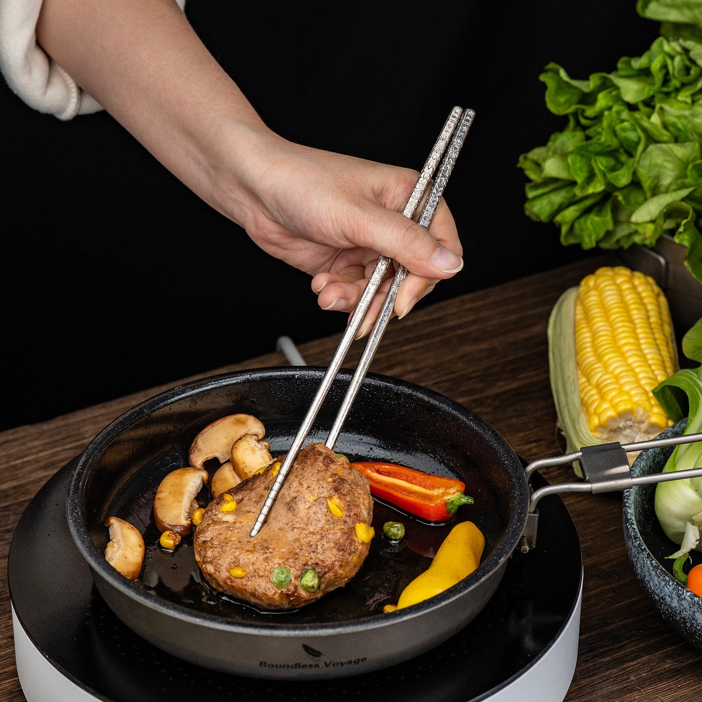 Boundless Voyage 23cm Solid Pure Titanium Chopsticks, Coating-Free Non-Slip Reusable Tableware for Outdoor Camping Travel Office Household & Premium Gift Ti1185T