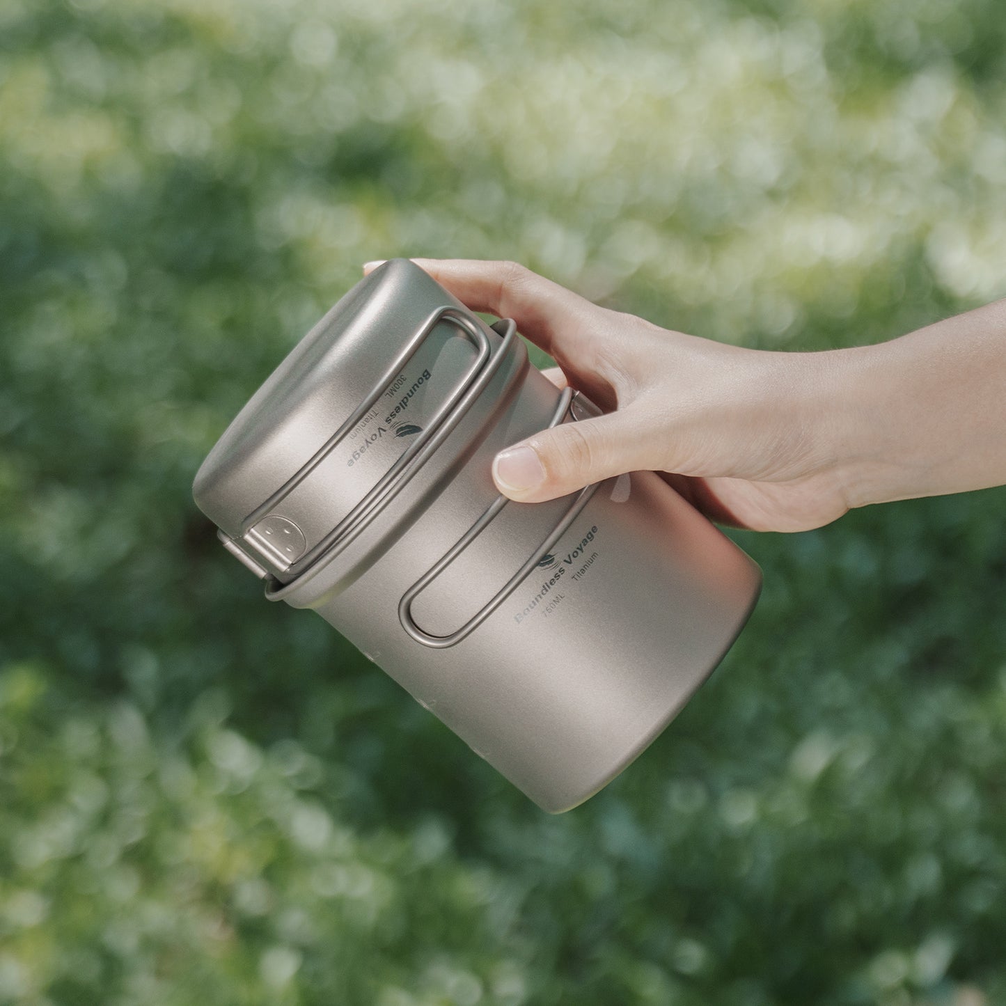 Boundless Voyage Outdoor Titanium Pot with Pan Set with Collapsible Folding Handle for Outdoor Camping Cooking Hiking Backpacking Portable Cookware Ti2037C-Ti2039C
