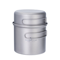 Boundless Voyage Outdoor Titanium Pot with Pan Set with Collapsible Folding Handle for Outdoor Camping Cooking Hiking Backpacking Portable Cookware Ti2037C-Ti2039C
