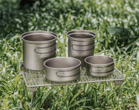 Boundless Voyage Outdoor Titanium Pot with Pan Set with Collapsible Folding Handle for Outdoor Camping Cooking Hiking Backpacking Portable Cookware Ti2037C-Ti2039C
