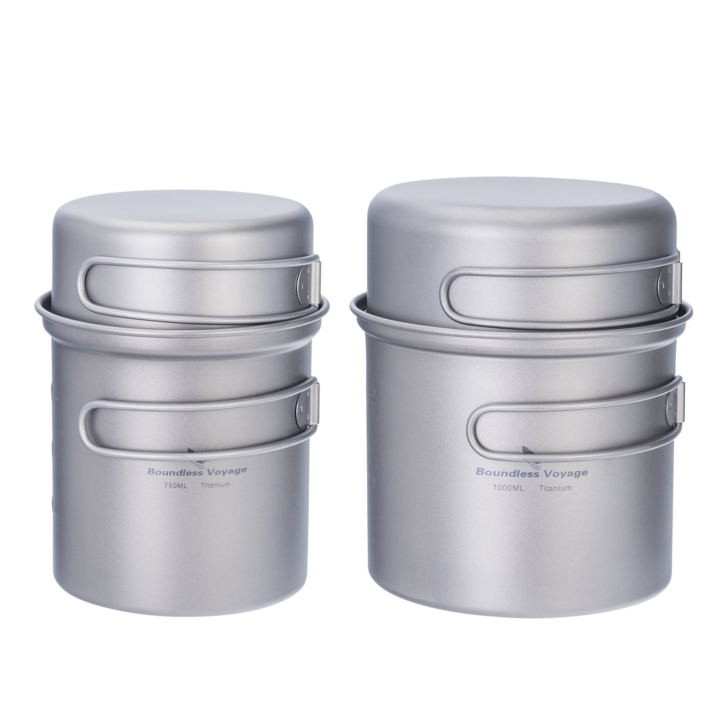 Boundless Voyage Outdoor Titanium Pot with Pan Set with Collapsible Folding Handle for Outdoor Camping Cooking Hiking Backpacking Portable Cookware Ti2037C-Ti2039C