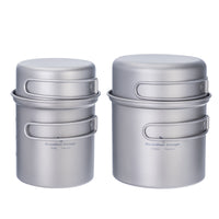 Boundless Voyage Outdoor Titanium Pot with Pan Set with Collapsible Folding Handle for Outdoor Camping Cooking Hiking Backpacking Portable Cookware Ti2037C-Ti2039C