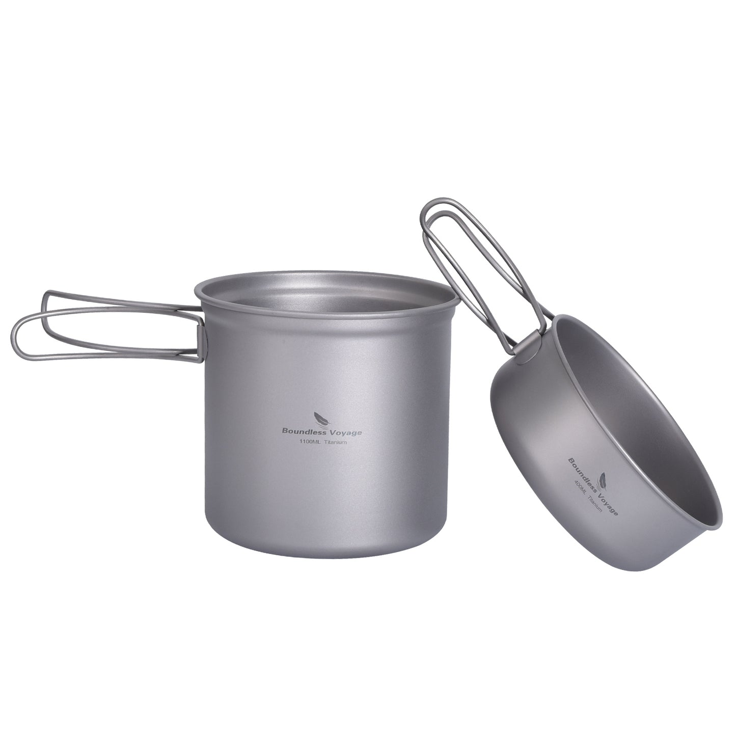 Boundless Voyage Ultralight Pure Titanium Cooking Set Folding Handle | Portable Outdoor Cooking Gear for Backpacking Hiking Picnic Travel Ti2050C-Ti2052C
