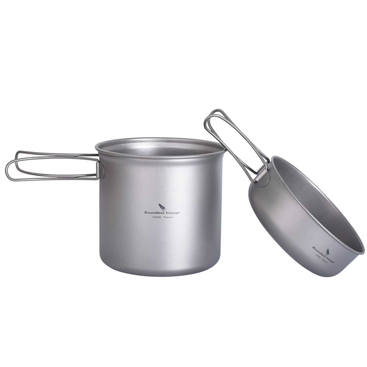 Boundless Voyage Ultralight Pure Titanium Cooking Set Folding Handle | Portable Outdoor Cooking Gear for Backpacking Hiking Picnic Travel Ti2050C-Ti2052C