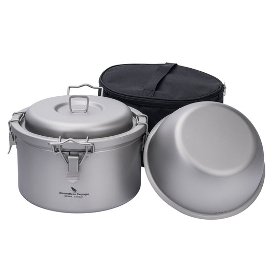 Boundless Voyage Titan-Campingtopf, multifunktionaler Kocher, ultraleichter Reiskocher für Outdoor, Wandern, Reisen Ti2088C-Ti2092C