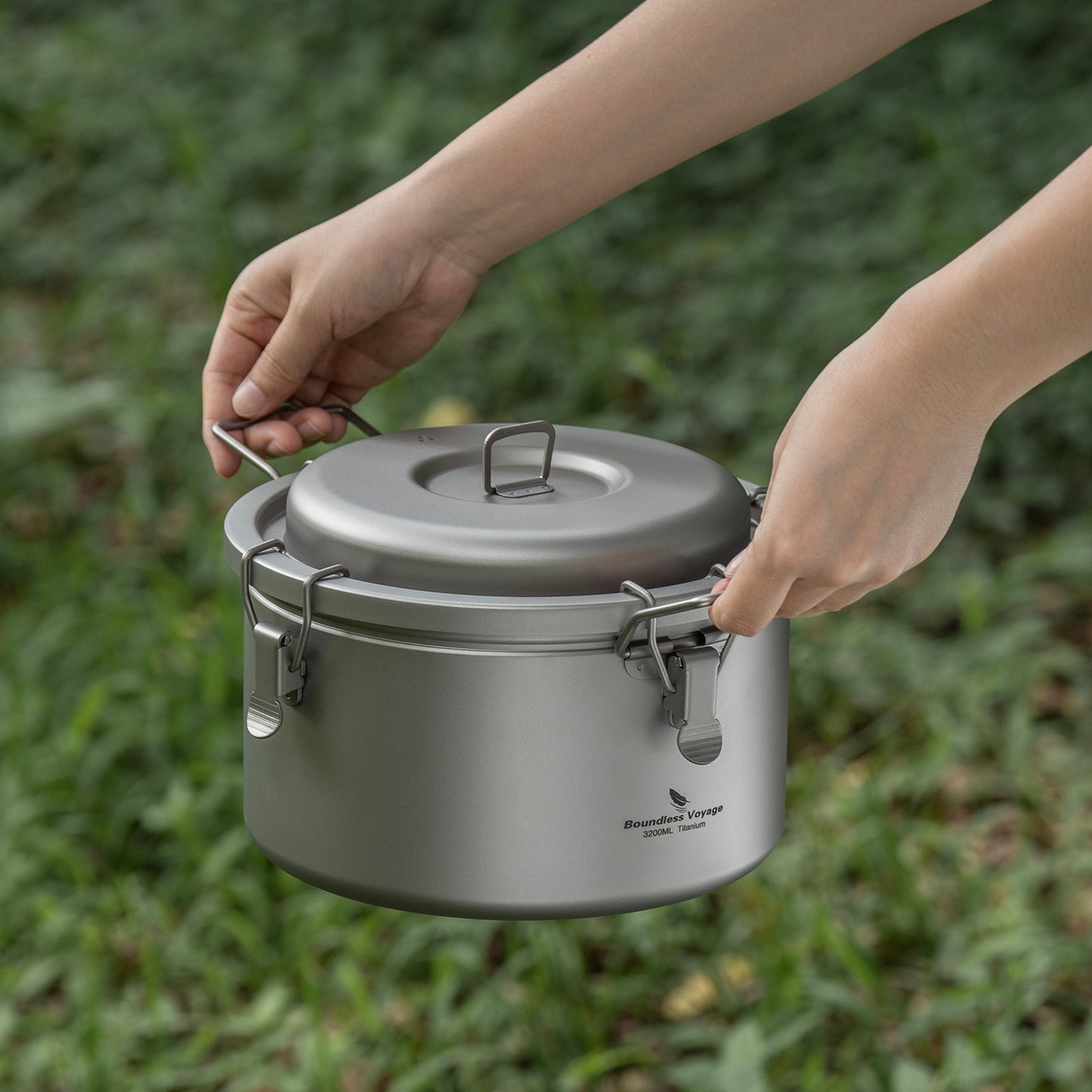 Boundless Voyage Titanium Camping Pot Multifunctional Cooker Ultralight Rice Cooker for Outdoor, Hiking, Travelling Ti2088C-Ti2092C