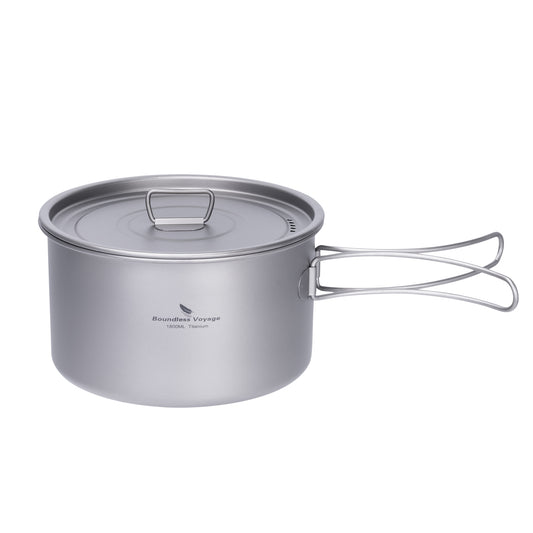 Boundless Voyage Lightweight 1800ml Titanium Pot Outdoor Portable Cooking Set hiking Backpacking Pot for Hiking Trekking Picnic Fishing Mountaineering Ti2107C