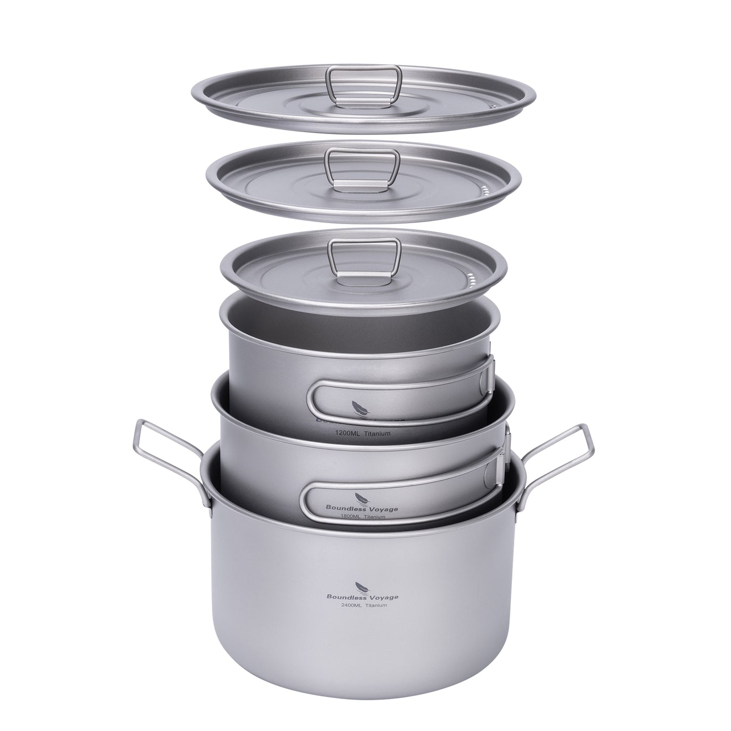 Boundless Voyage Lightweight Titanium Pot Outdoor Portable Cooking Set hiking Backpacking Pot for Hiking Trekking Picnic Fishing Mountaineering
