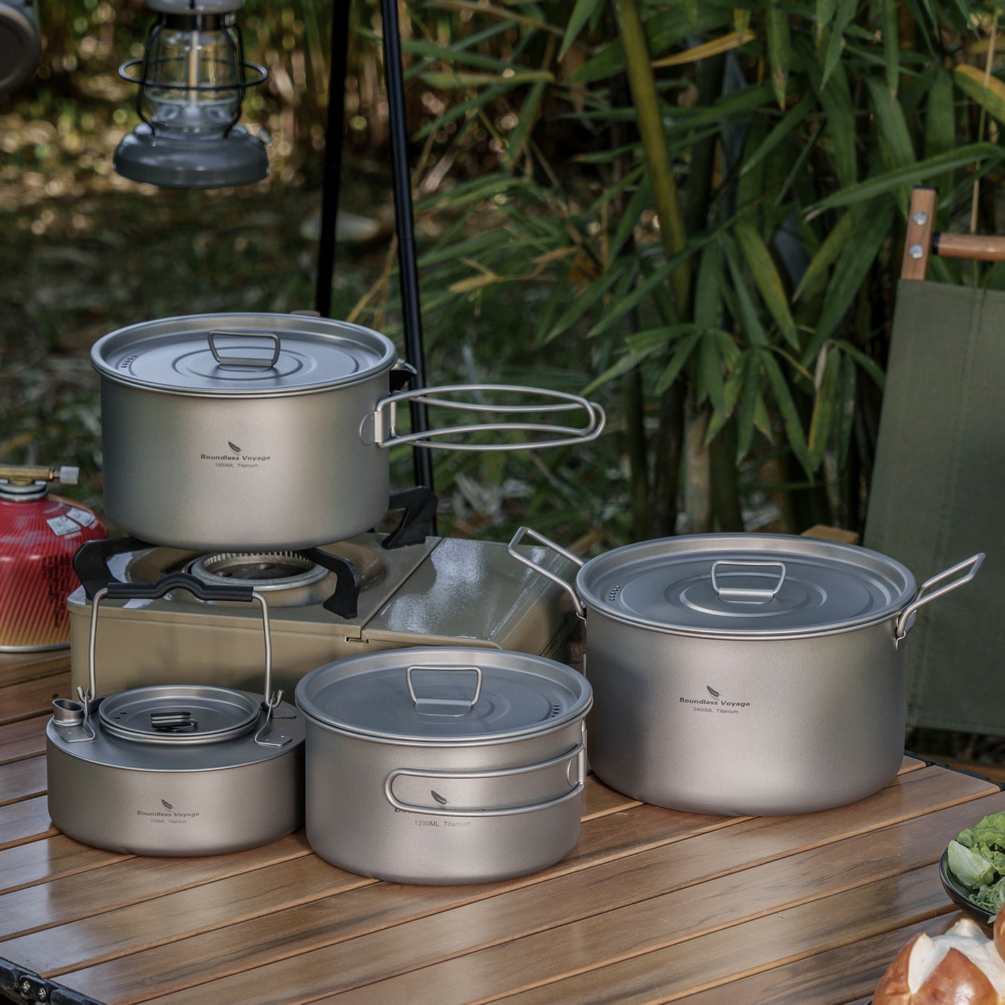 Boundless Voyage Titanium 700 ml Wasserkocher mit Klappgriff Outdoor Camping Ultraleichter tragbarer Teekessel Teekanne Ti3100D