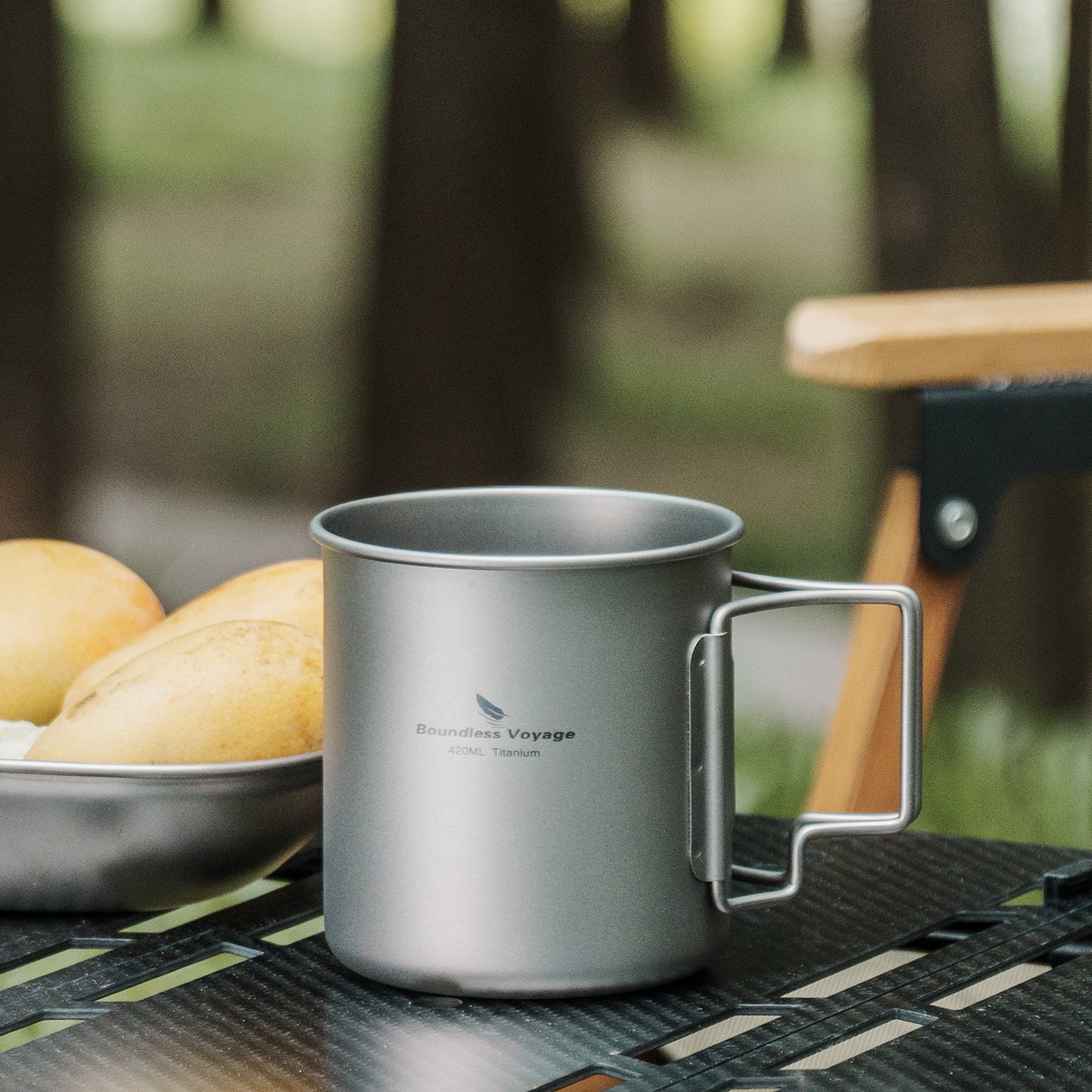 Boundless Voyage Titanbecher mit Deckel Camping-Geschirr für 1 Person 420 ml