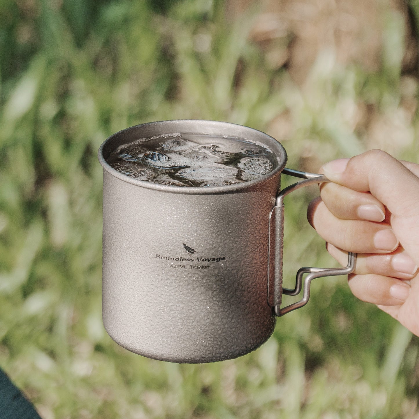 Boundless Voyage Titanbecher mit Deckel Camping-Geschirr für 1 Person 420 ml