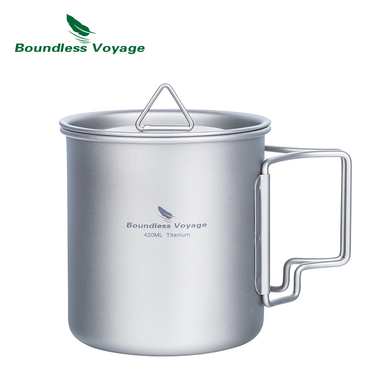 Boundless Voyage Titanium Cup with Lid Camping Tableware for 1 person 420ML
