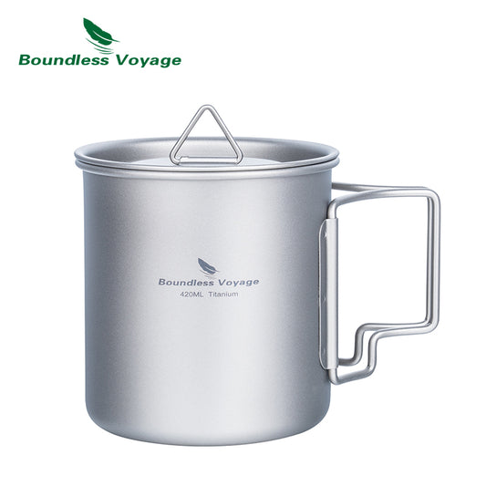 Boundless Voyage Titanium Cup with Lid Camping Tableware for 1 person 420ML