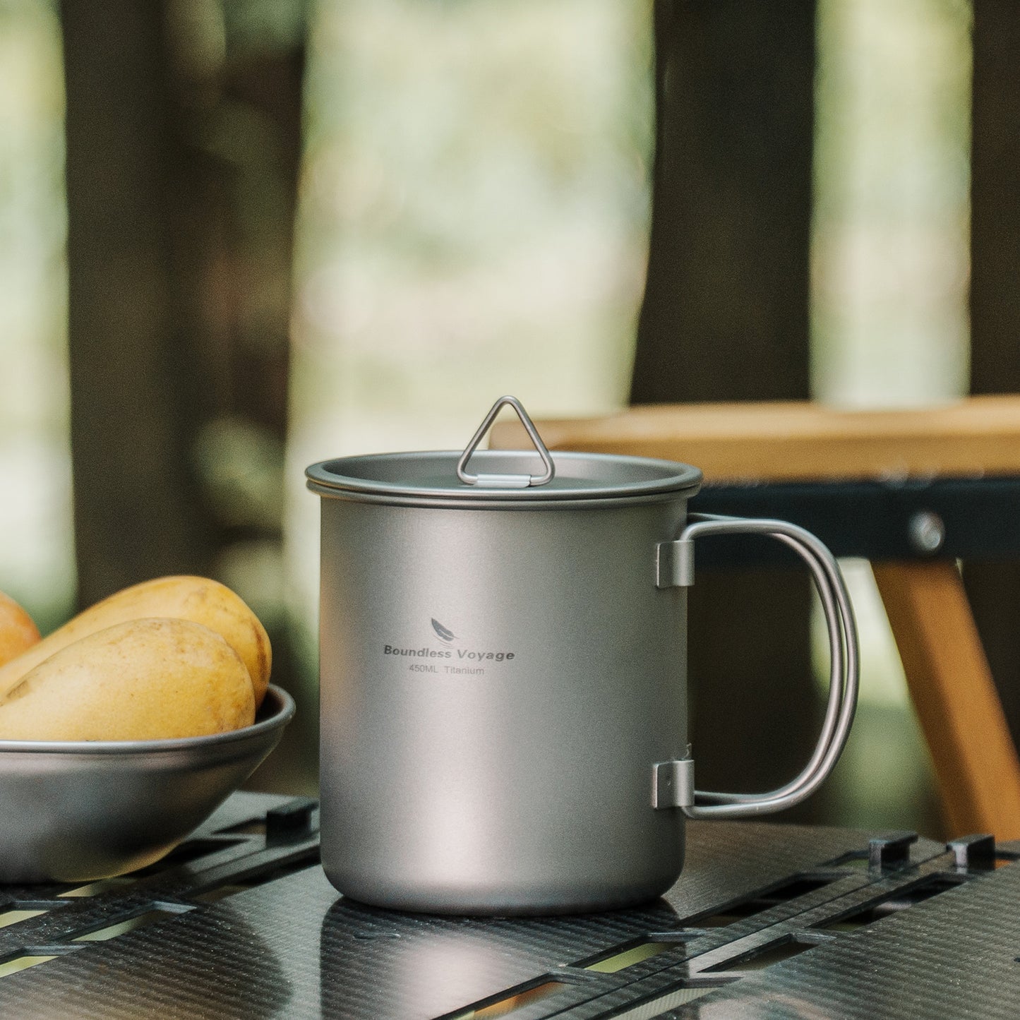 Boundless Voyage Titanbecher mit Deckel Camping-Geschirr für 1 Person 420 ml