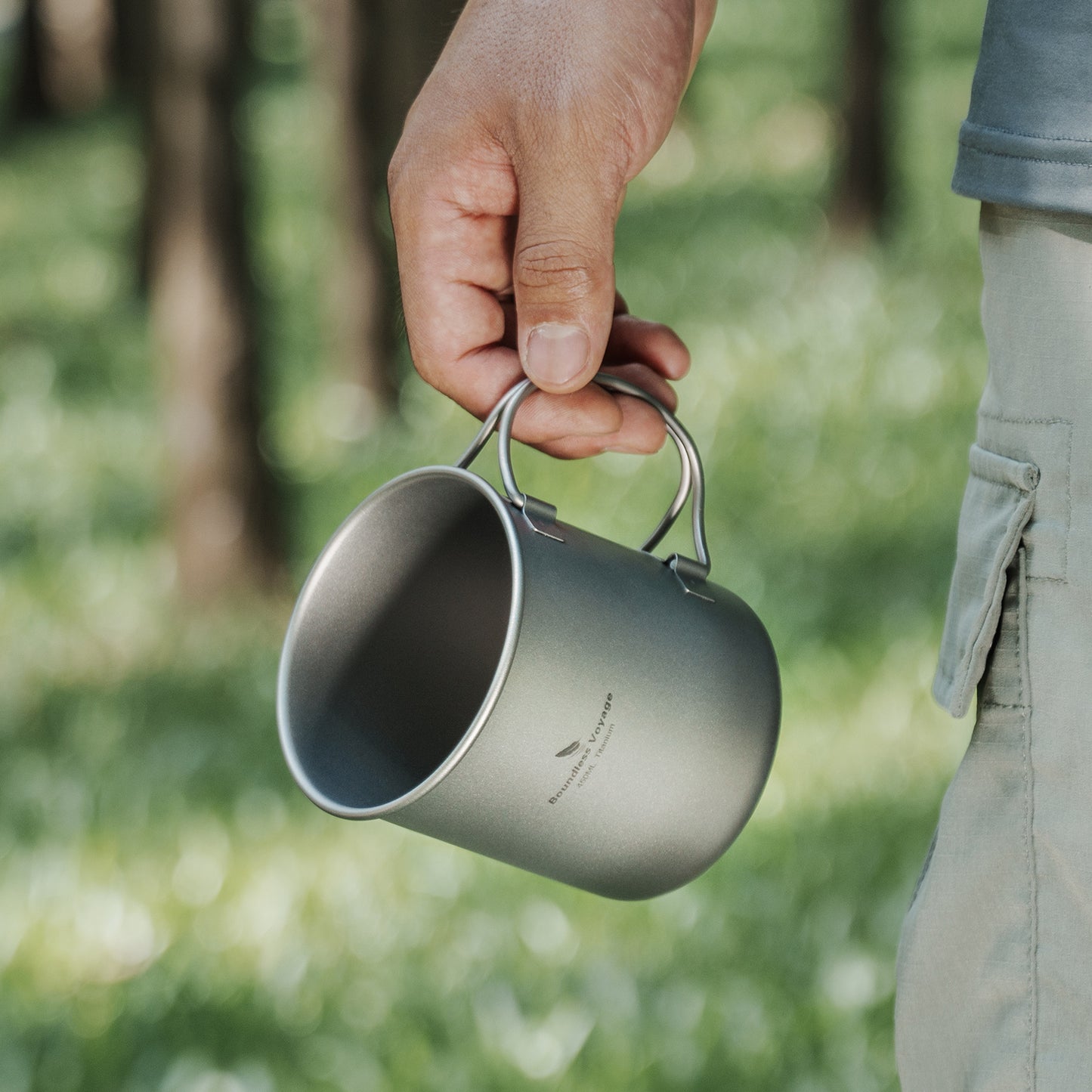 Boundless Voyage Titanbecher mit Deckel Camping-Geschirr für 1 Person 420 ml