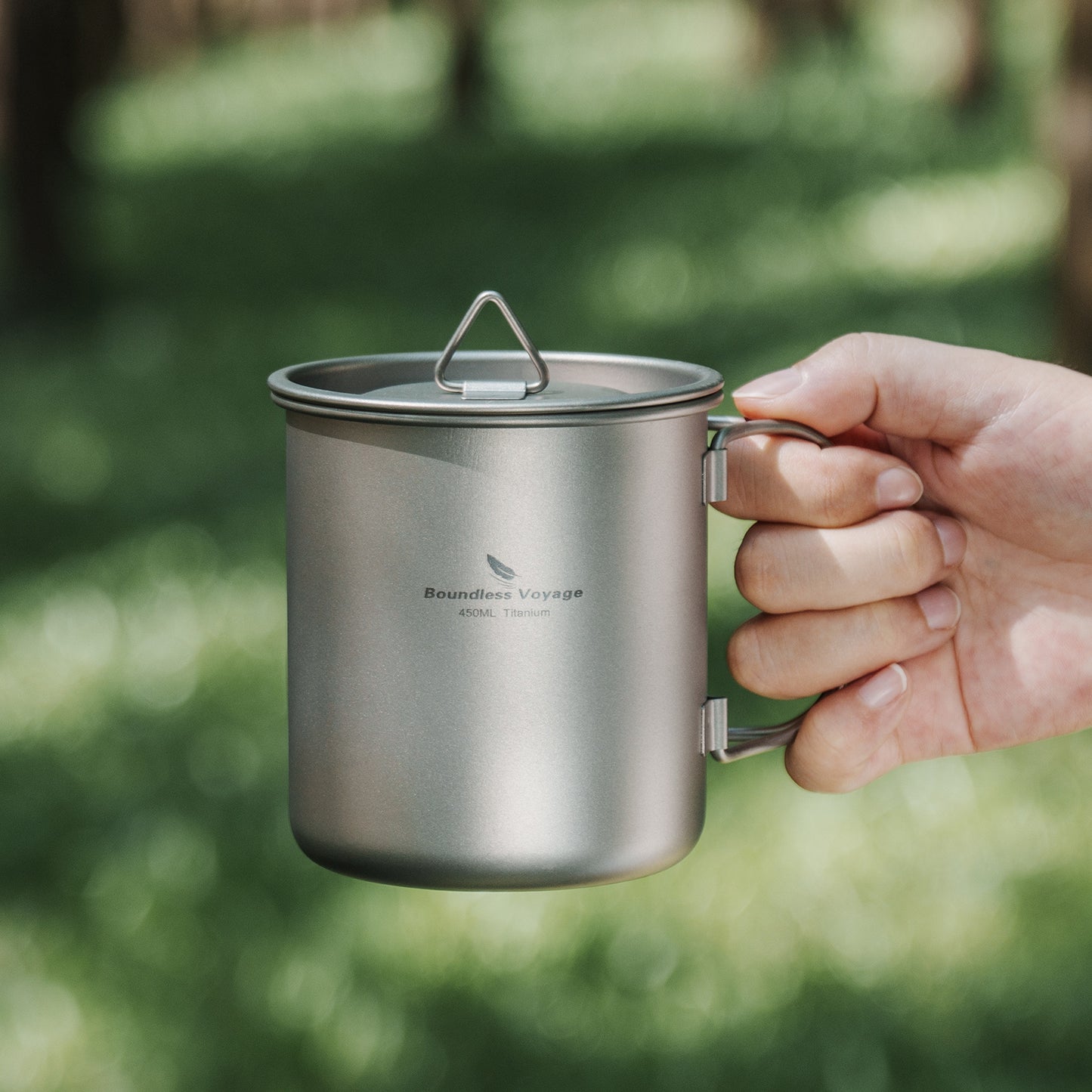 Boundless Voyage Titanbecher mit Deckel Camping-Geschirr für 1 Person 420 ml