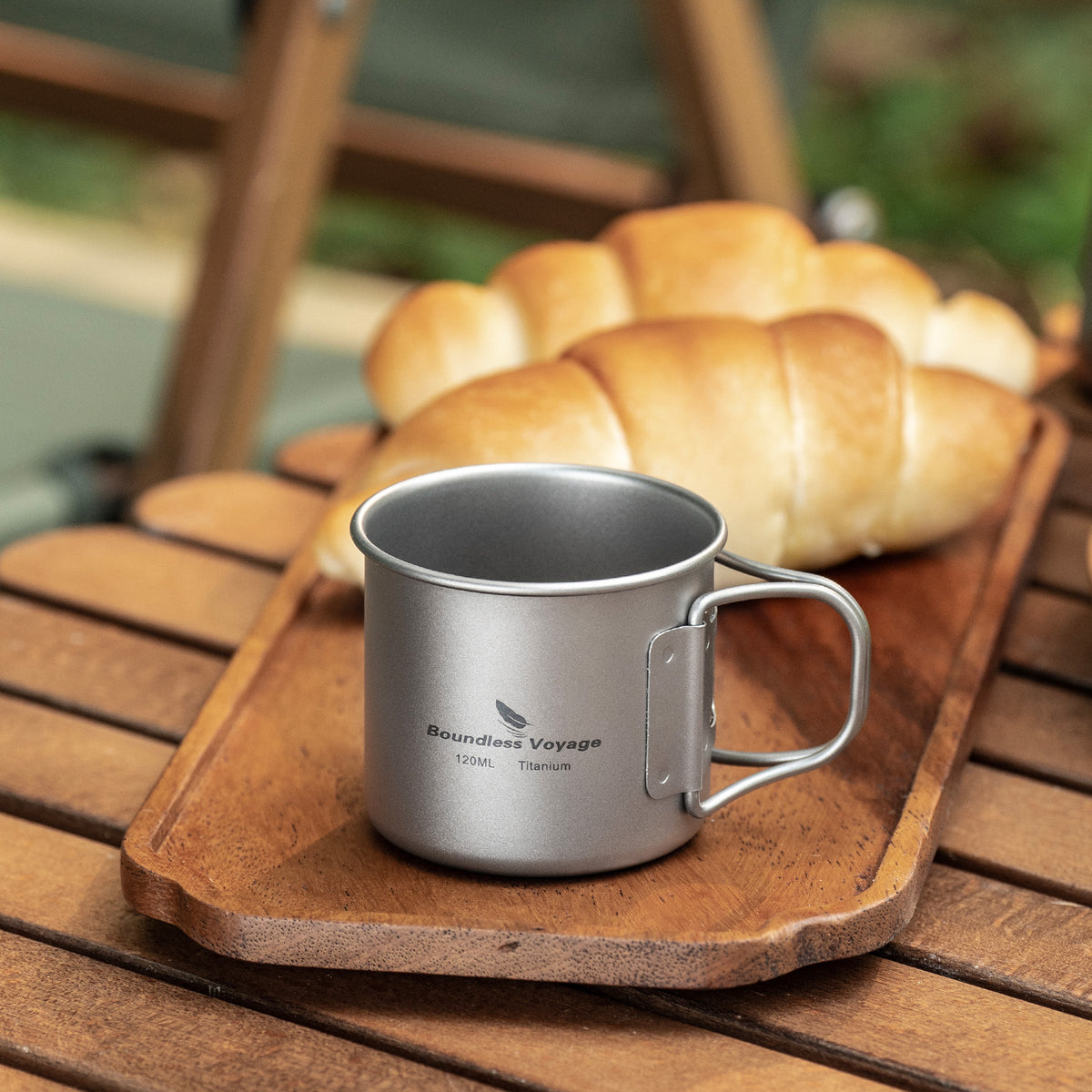 Boundless Voyage Pure Titanium Mini Cup with Folding Handle for Camping Ti3053A-Ti3053C