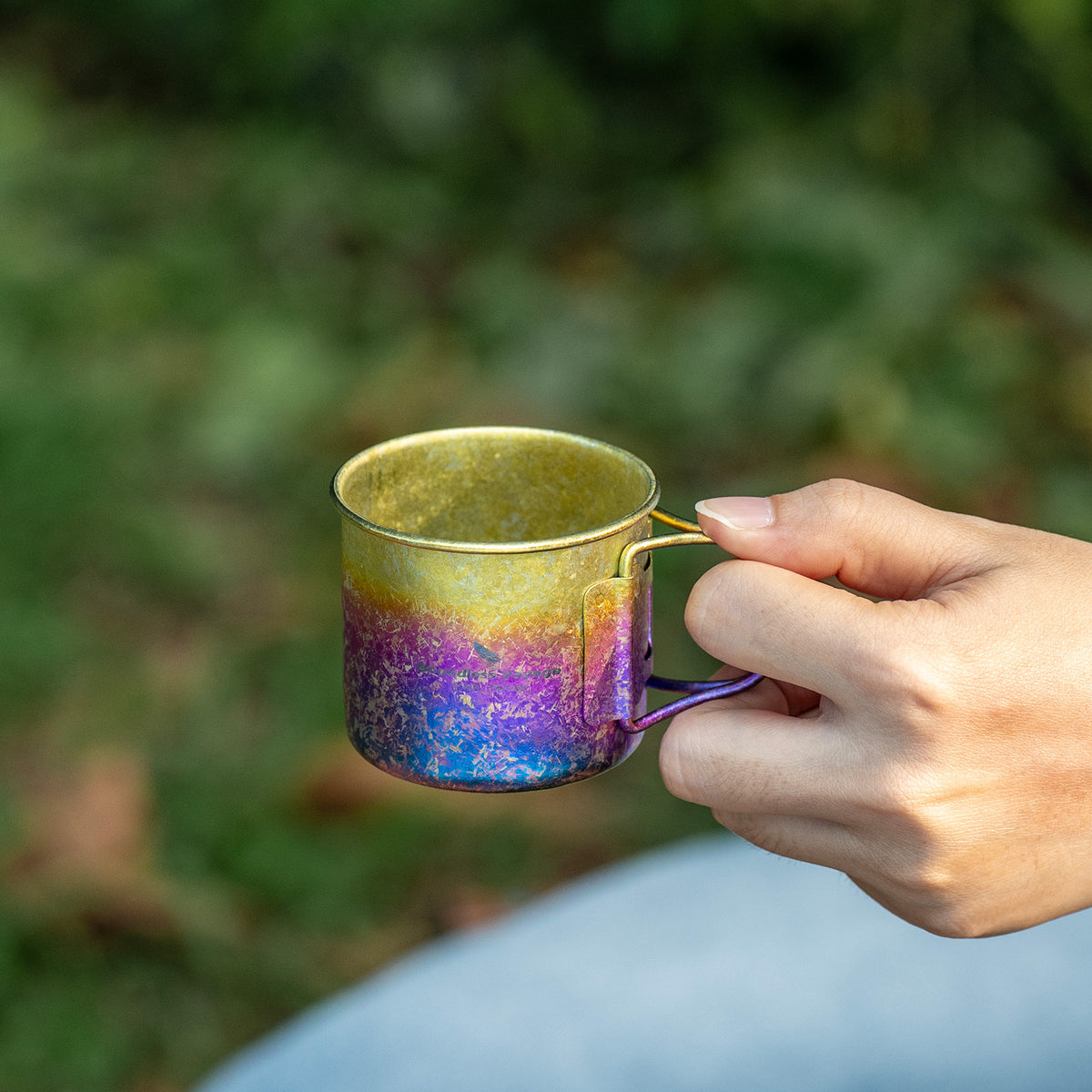 Boundless Voyage Pure Titanium Mini Cup with Folding Handle for Camping Ti3053A-Ti3053C