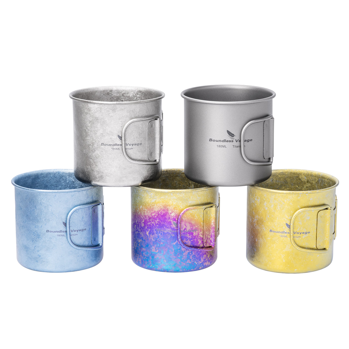 Boundless Voyage Pure Titanium Mini Cup with Folding Handle for Camping Ti3053A-Ti3053C