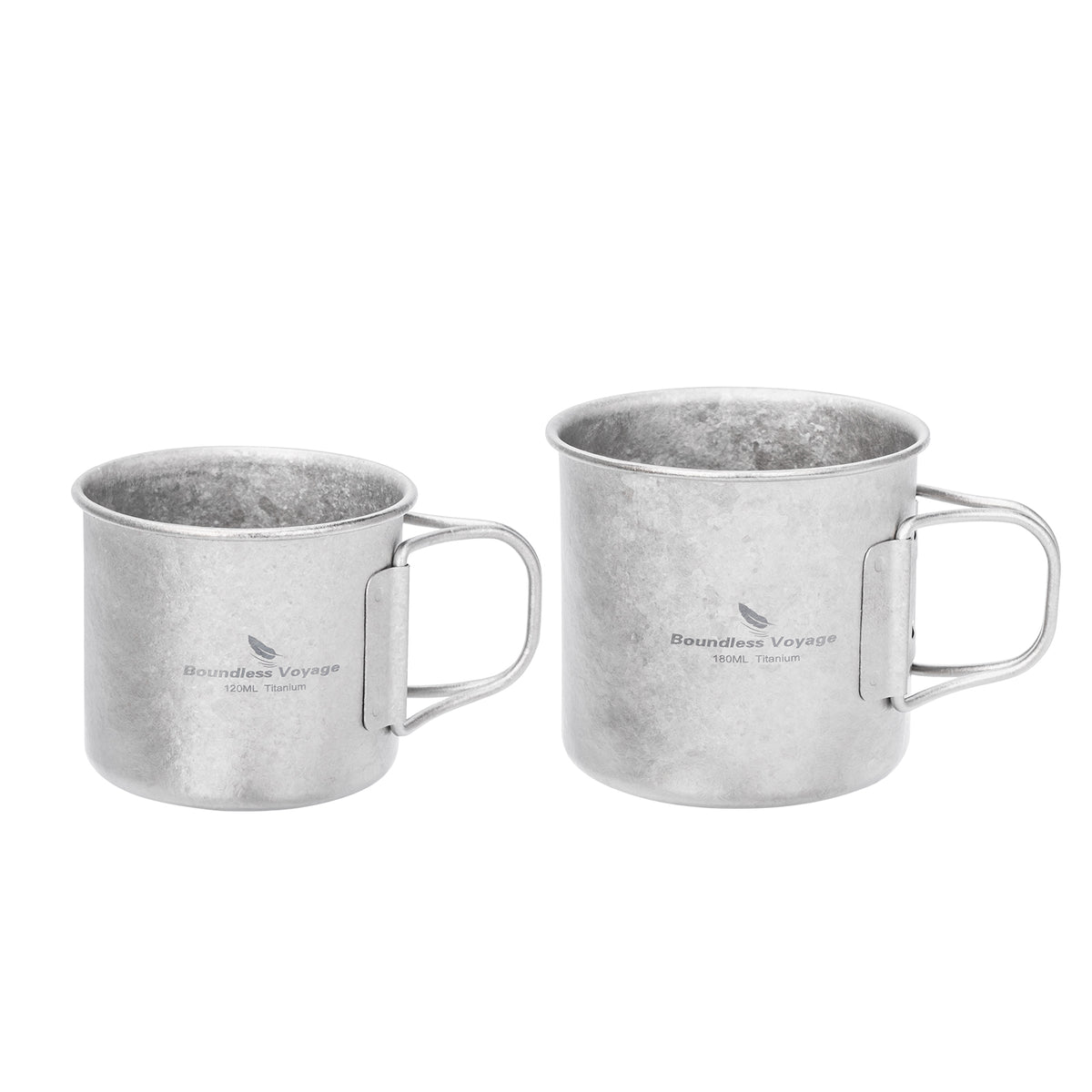 Boundless Voyage Pure Titanium Mini Cup with Folding Handle for Camping Ti3053A-Ti3053C