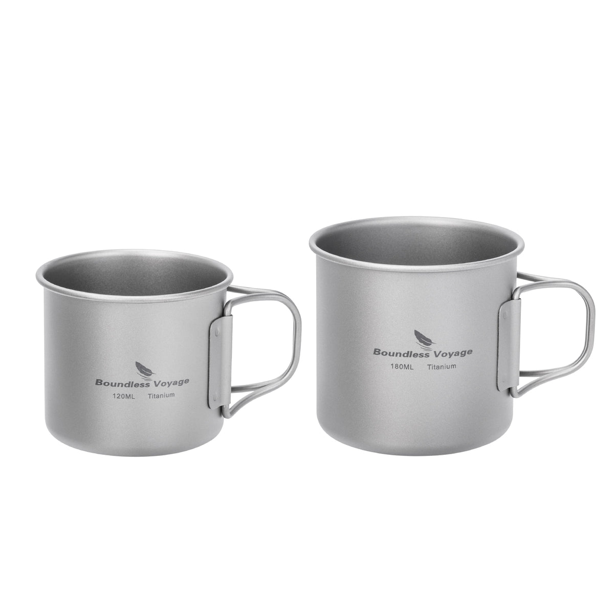 Boundless Voyage Pure Titanium Mini Cup with Folding Handle for Camping Ti3053A-Ti3053C