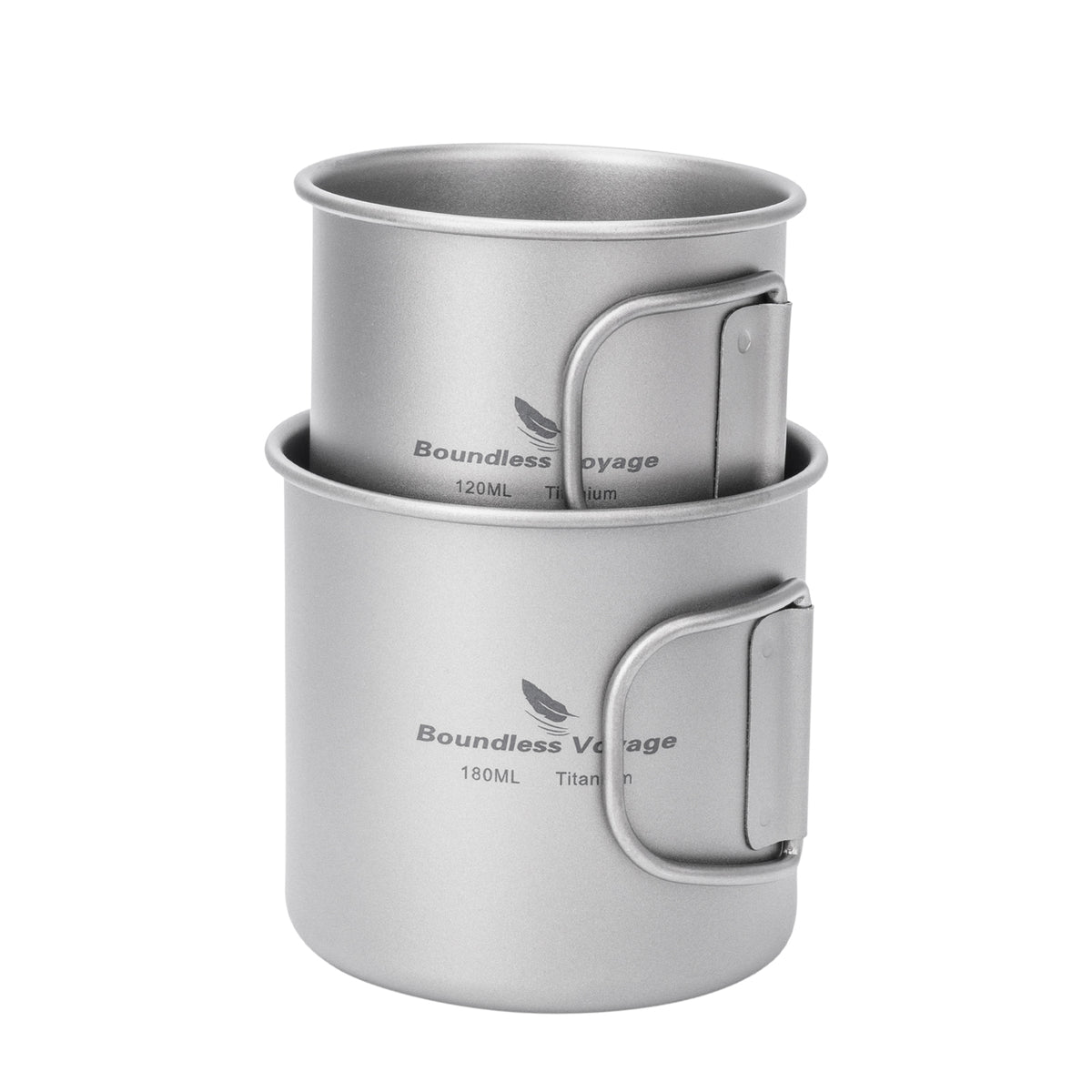 Boundless Voyage Pure Titanium Mini Cup with Folding Handle for Camping Ti3053A-Ti3053C