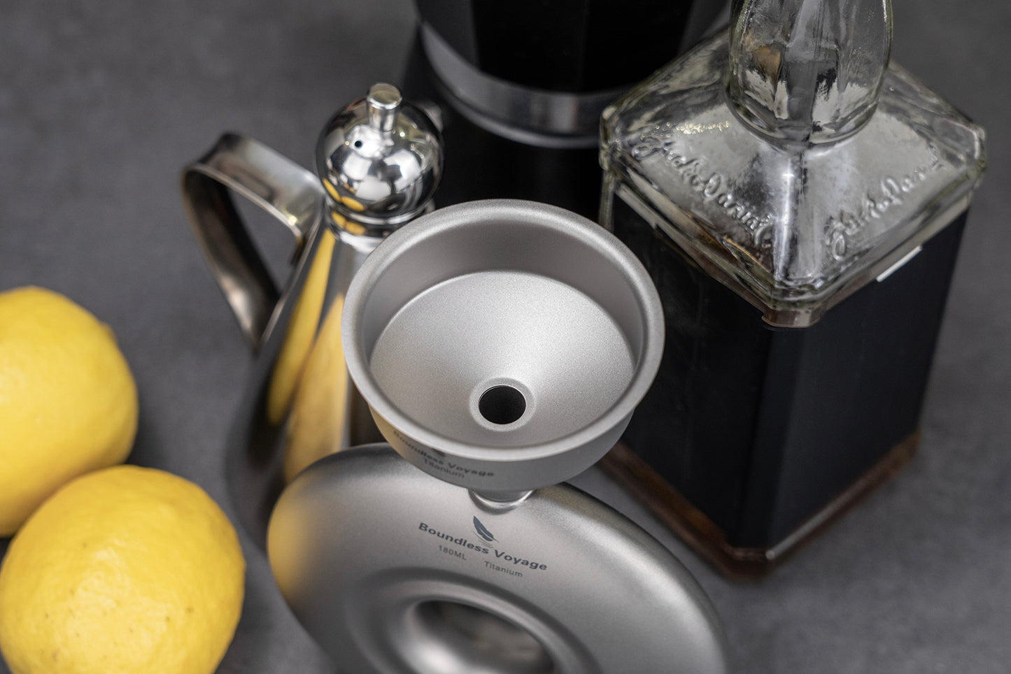 Boundless Voyage Titanium Funnel Flagon Accessories Multi-use Kitchen Funnel for Transferring Liquid, Fluid, Cooking Oils, Jam & Powder Ti3075D/Ti3076D