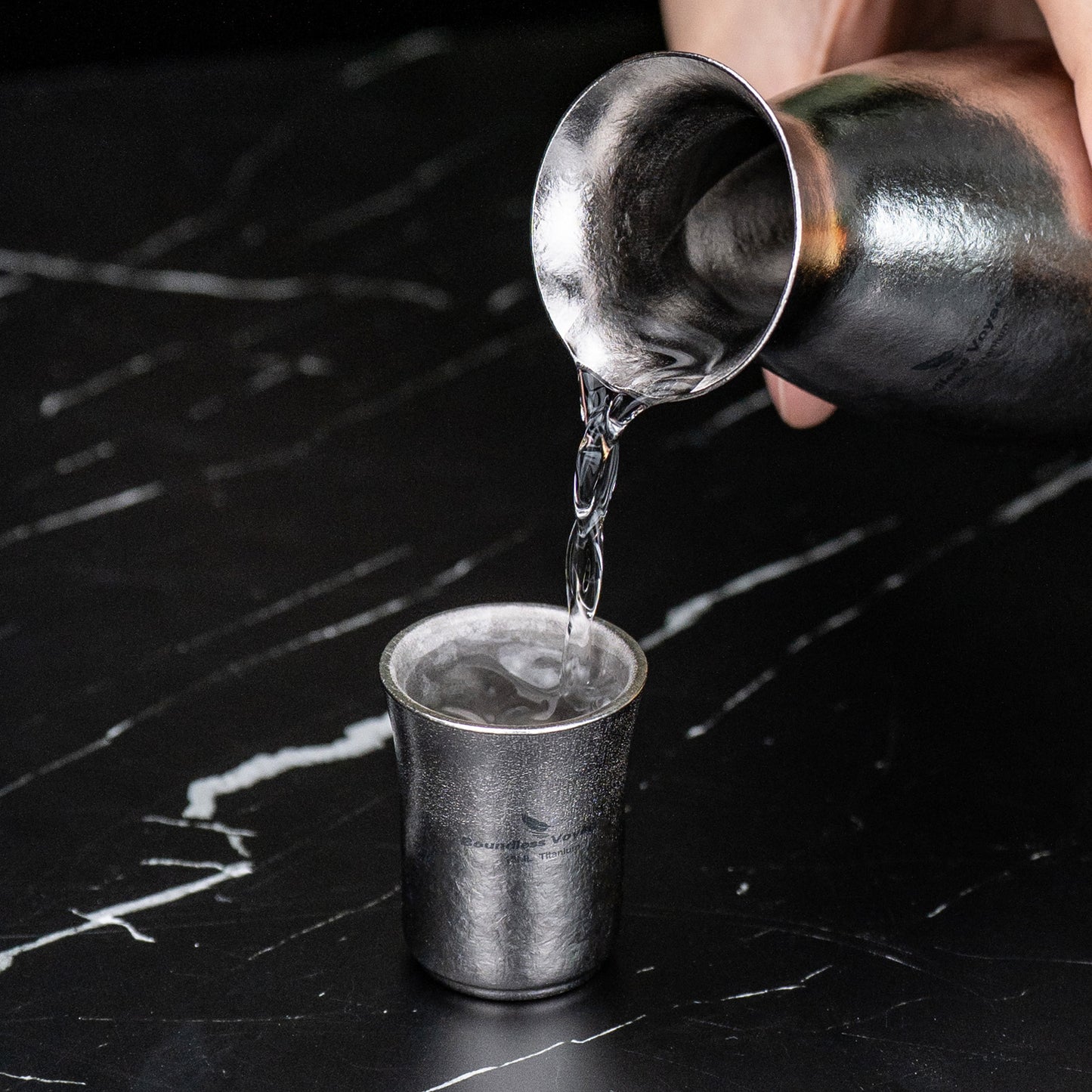 Boundless Voyage 15ml Titanium Shot Glass, Double-Wall Sake Cup for Whiskey Spirits Camping Home Bar Ti3080D