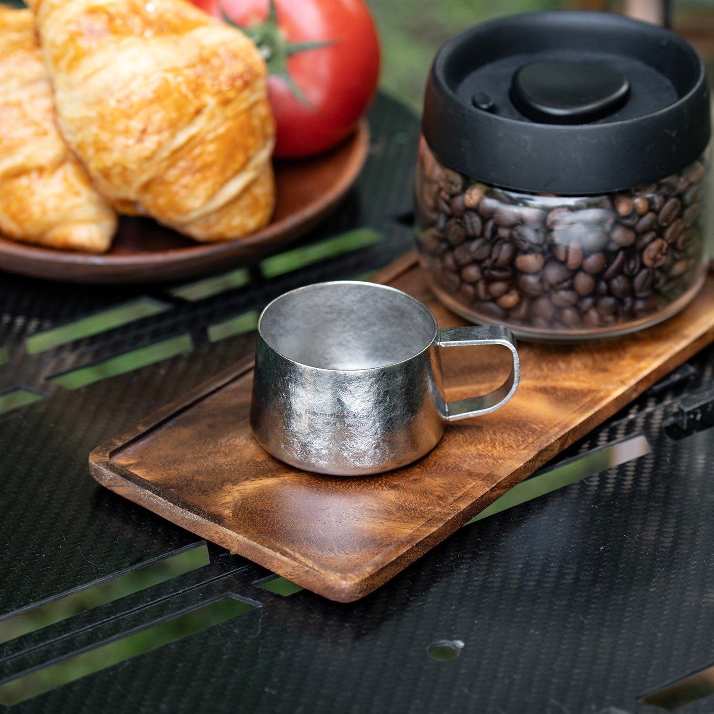 Boundless Voyage Titanium Double Wall Coffee Cup 75ml with Stirring Spoon Mini Tea Mug Espresso Cup Outdoor Camping Travel Ultralight Durable Portable Drinkware Ti3088A+Ti1040T