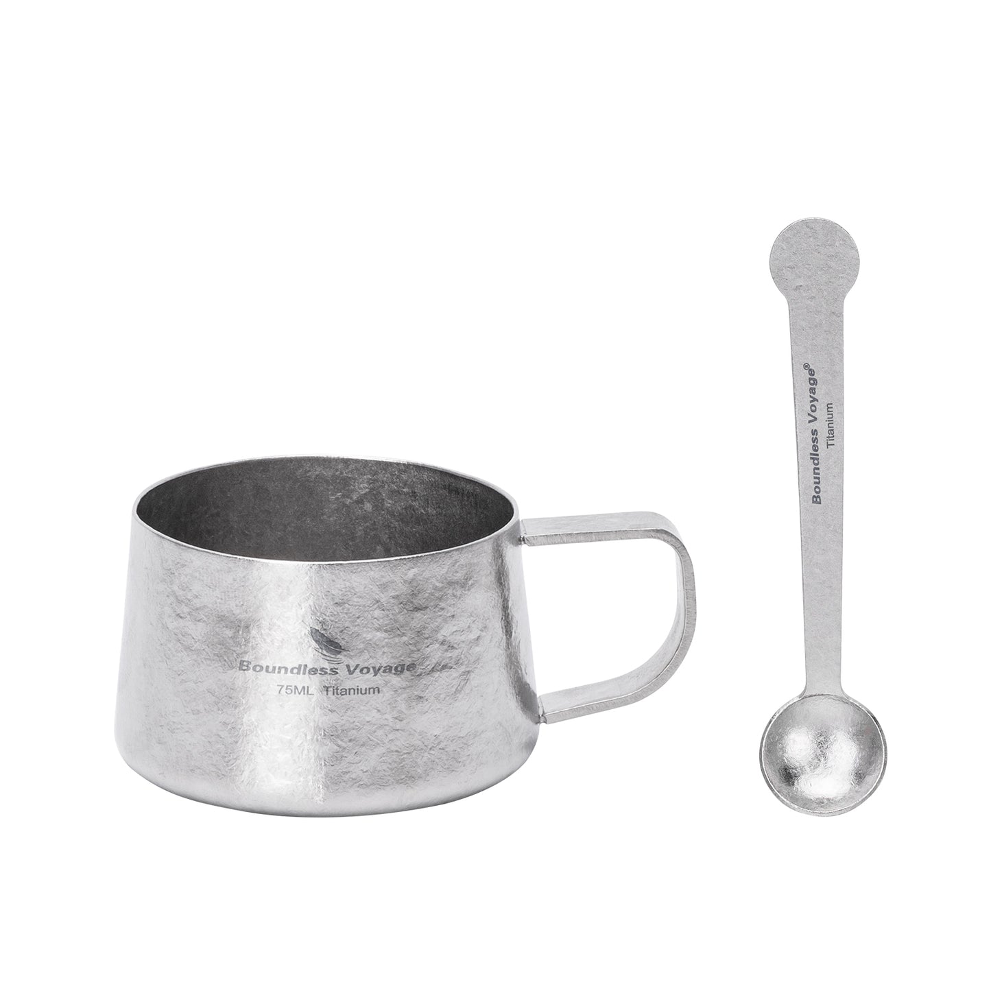 Boundless Voyage Titanium Double Wall Coffee Cup 75ml with Stirring Spoon Mini Tea Mug Espresso Cup Outdoor Camping Travel Ultralight Durable Portable Drinkware Ti3088A+Ti1040T