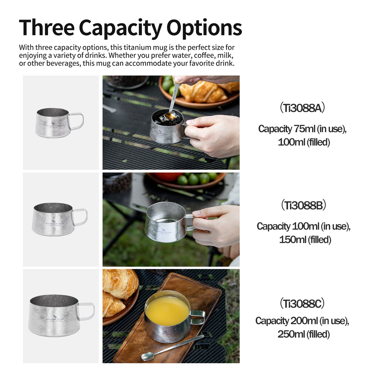 Boundless Voyage Titanium Double Wall Coffee Cup 100ml with Stirring Spoon Mini Tea Mug Espresso Cup Outdoor Camping Travel Ultralight Durable Portable Drinkware Ti3088B+Ti1133T