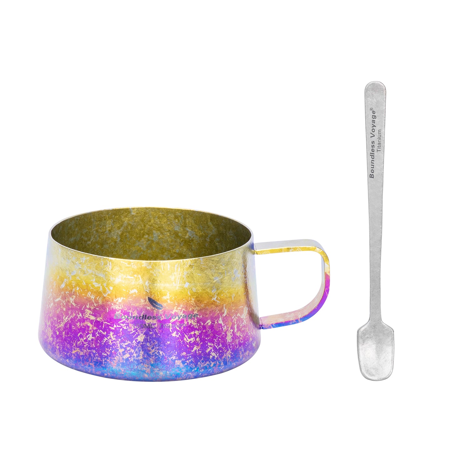 Boundless Voyage Titanium Double Wall Coffee Cup 100ml with Stirring Spoon Mini Tea Mug Espresso Cup Outdoor Camping Travel Ultralight Durable Portable Drinkware Ti3088B+Ti1133T
