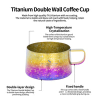 Boundless Voyage Titanium Double Wall Coffee Cup 200ml with Stirring Spoon Mini Tea Mug Espresso Cup Outdoor Camping Travel Ultralight Durable Portable Drinkware Ti3088C+Ti1134T