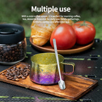 Boundless Voyage Titanium Double Wall Coffee Cup 200ml with Stirring Spoon Mini Tea Mug Espresso Cup Outdoor Camping Travel Ultralight Durable Portable Drinkware Ti3088C+Ti1134T