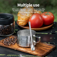 Boundless Voyage Titanium Double Wall Coffee Cup 200ml with Stirring Spoon Mini Tea Mug Espresso Cup Outdoor Camping Travel Ultralight Durable Portable Drinkware Ti3088C+Ti1134T