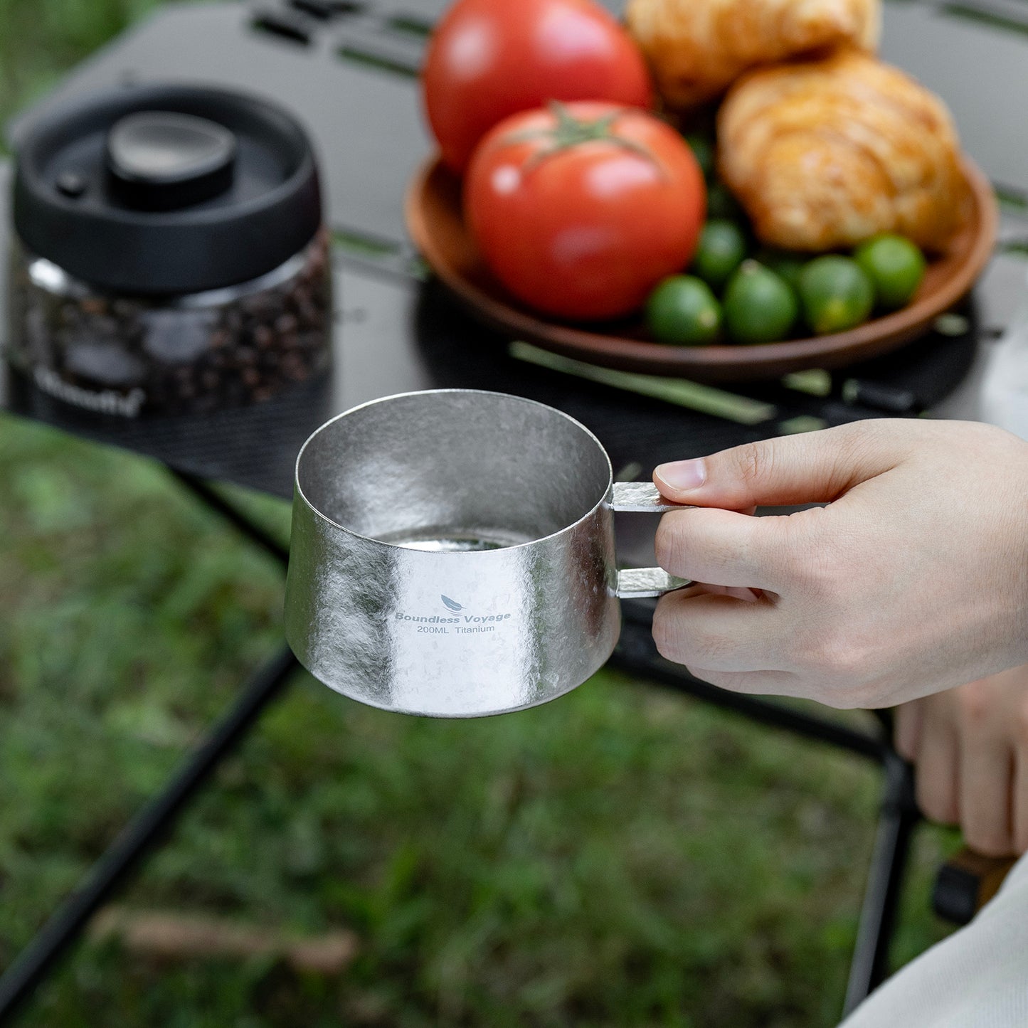 Boundless Voyage Titanium Double Wall Coffee Cup 200ml with Stirring Spoon Mini Tea Mug Espresso Cup Outdoor Camping Travel Ultralight Durable Portable Drinkware Ti3088C+Ti1134T