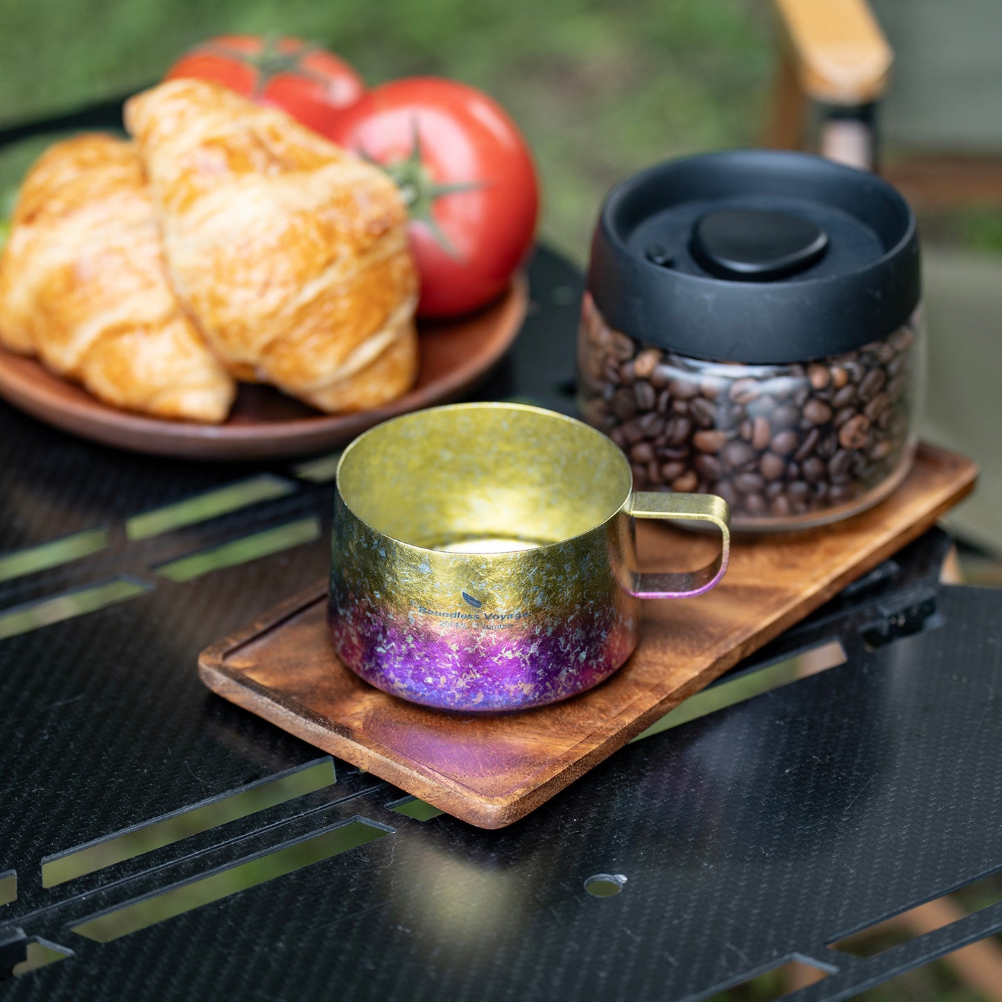 Boundless Voyage Titanium Double Wall Coffee Cup 200ml with Stirring Spoon Mini Tea Mug Espresso Cup Outdoor Camping Travel Ultralight Durable Portable Drinkware Ti3088C+Ti1134T
