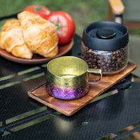Boundless Voyage Titanium Double Wall Coffee Cup 200ml with Stirring Spoon Mini Tea Mug Espresso Cup Outdoor Camping Travel Ultralight Durable Portable Drinkware Ti3088C+Ti1134T