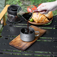 Boundless Voyage Titanium Double Wall Coffee Cup 200ml with Stirring Spoon Mini Tea Mug Espresso Cup Outdoor Camping Travel Ultralight Durable Portable Drinkware Ti3088C+Ti1134T