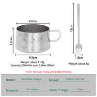 Boundless Voyage Titanium Double Wall Coffee Cup 200ml with Stirring Spoon Mini Tea Mug Espresso Cup Outdoor Camping Travel Ultralight Durable Portable Drinkware Ti3088C+Ti1134T