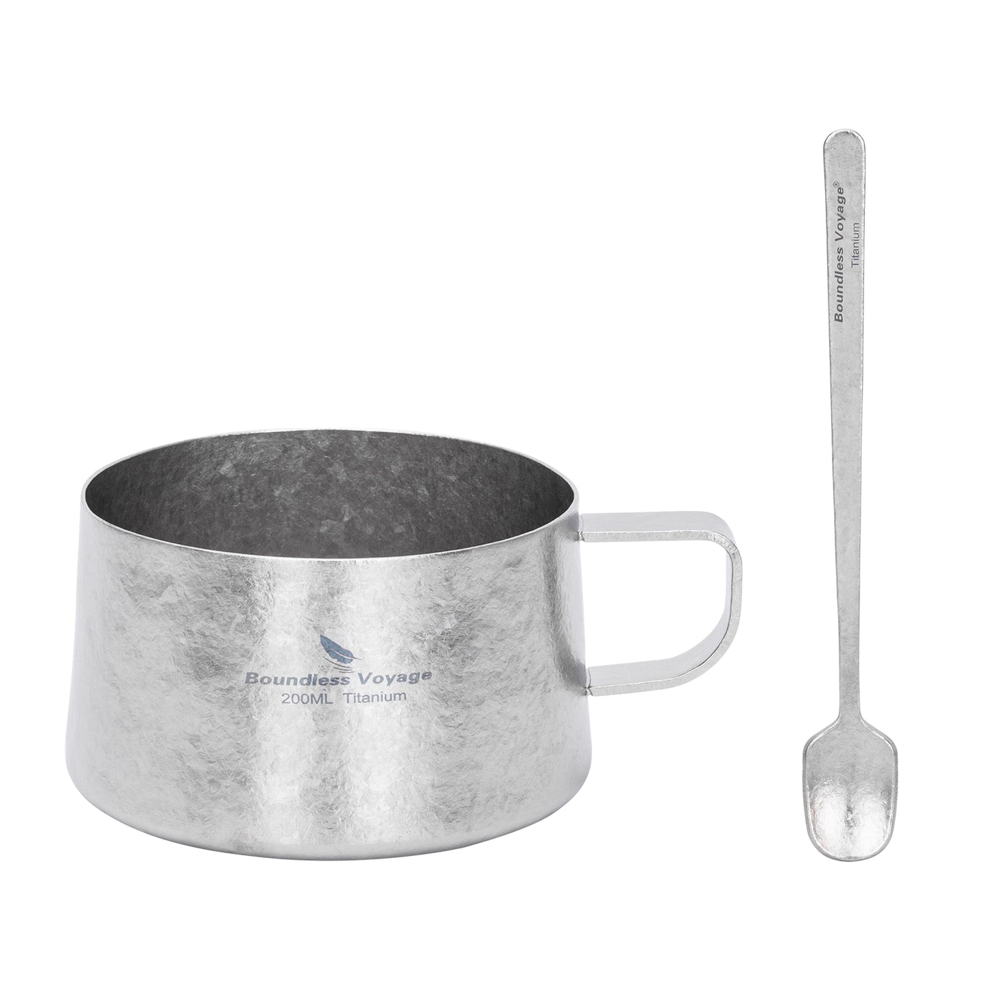 Boundless Voyage Titanium Double Wall Coffee Cup 200ml with Stirring Spoon Mini Tea Mug Espresso Cup Outdoor Camping Travel Ultralight Durable Portable Drinkware Ti3088C+Ti1134T