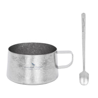 Boundless Voyage Titanium Double Wall Coffee Cup 200ml with Stirring Spoon Mini Tea Mug Espresso Cup Outdoor Camping Travel Ultralight Durable Portable Drinkware Ti3088C+Ti1134T