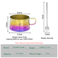 Boundless Voyage Titanium Double Wall Coffee Cup 200ml with Stirring Spoon Mini Tea Mug Espresso Cup Outdoor Camping Travel Ultralight Durable Portable Drinkware Ti3088C+Ti1134T