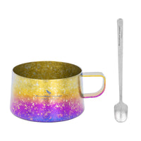 Boundless Voyage Titanium Double Wall Coffee Cup 200ml with Stirring Spoon Mini Tea Mug Espresso Cup Outdoor Camping Travel Ultralight Durable Portable Drinkware Ti3088C+Ti1134T