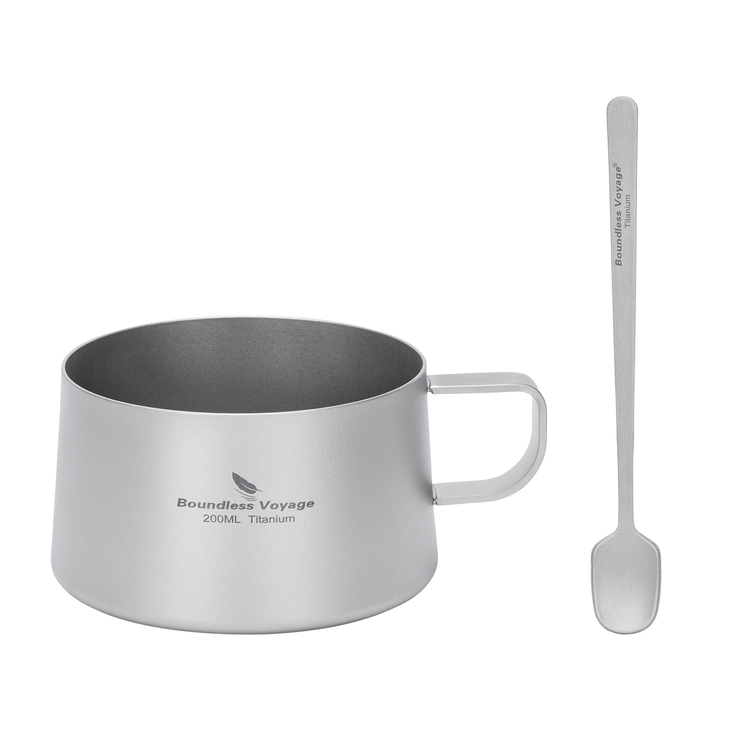 Boundless Voyage Titanium Double Wall Coffee Cup 200ml with Stirring Spoon Mini Tea Mug Espresso Cup Outdoor Camping Travel Ultralight Durable Portable Drinkware Ti3088C+Ti1134T