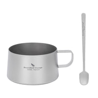 Boundless Voyage Titanium Double Wall Coffee Cup 200ml with Stirring Spoon Mini Tea Mug Espresso Cup Outdoor Camping Travel Ultralight Durable Portable Drinkware Ti3088C+Ti1134T