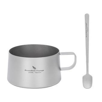 compare product Boundless Voyage Titanium Double Wall Coffee Cup 200ml with Stirring Spoon Mini Tea Mug Espresso Cup Outdoor Camping Travel Ultralight Durable Portable Drinkware Ti3088C+Ti1134T