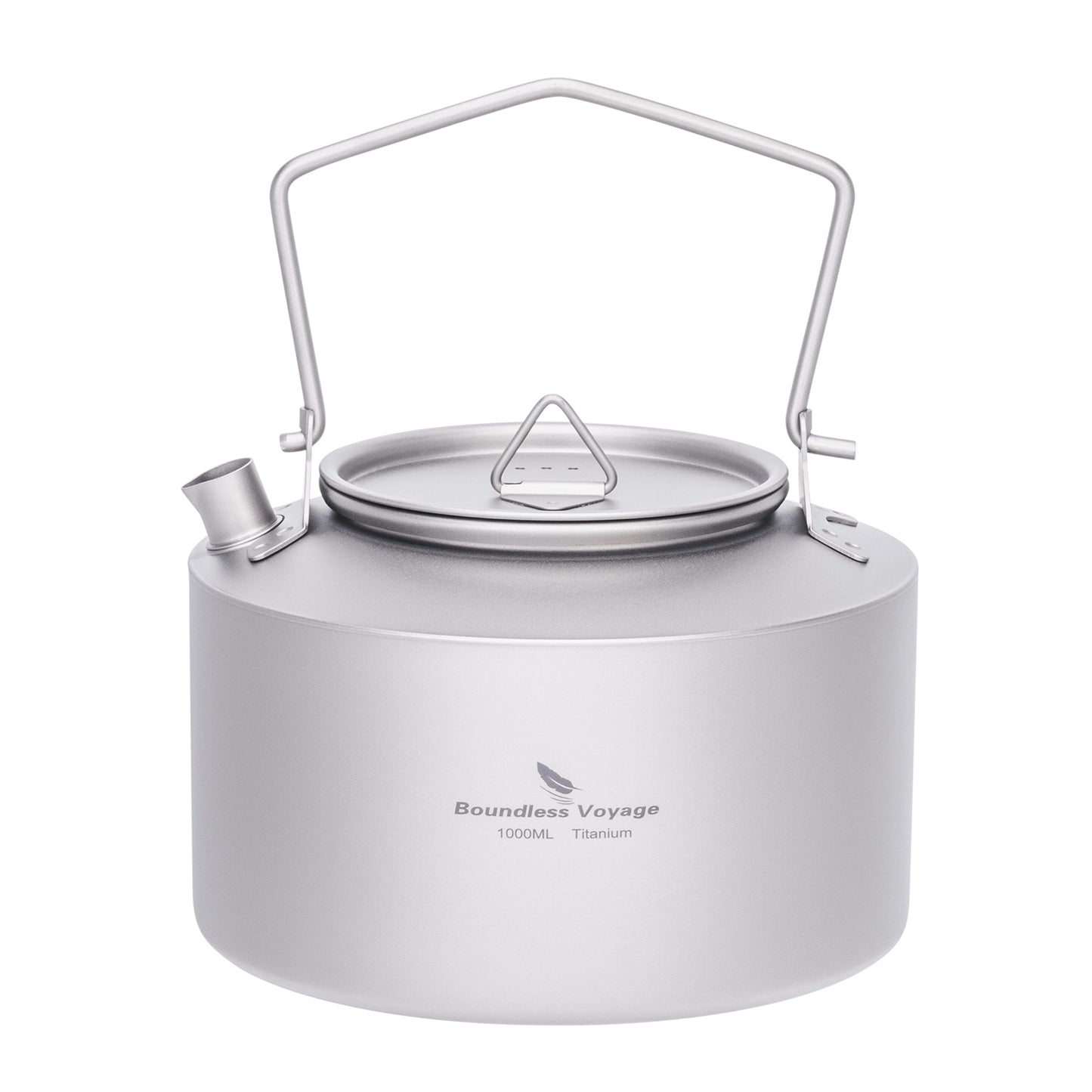 Boundless Voyage 1000ml Ultralight Titanium Camping Kettle with Foldable Handle & Steam Vent Lid, One-Piece Body Water Pot for Outdoor Hiking Backpacking Ti3099D