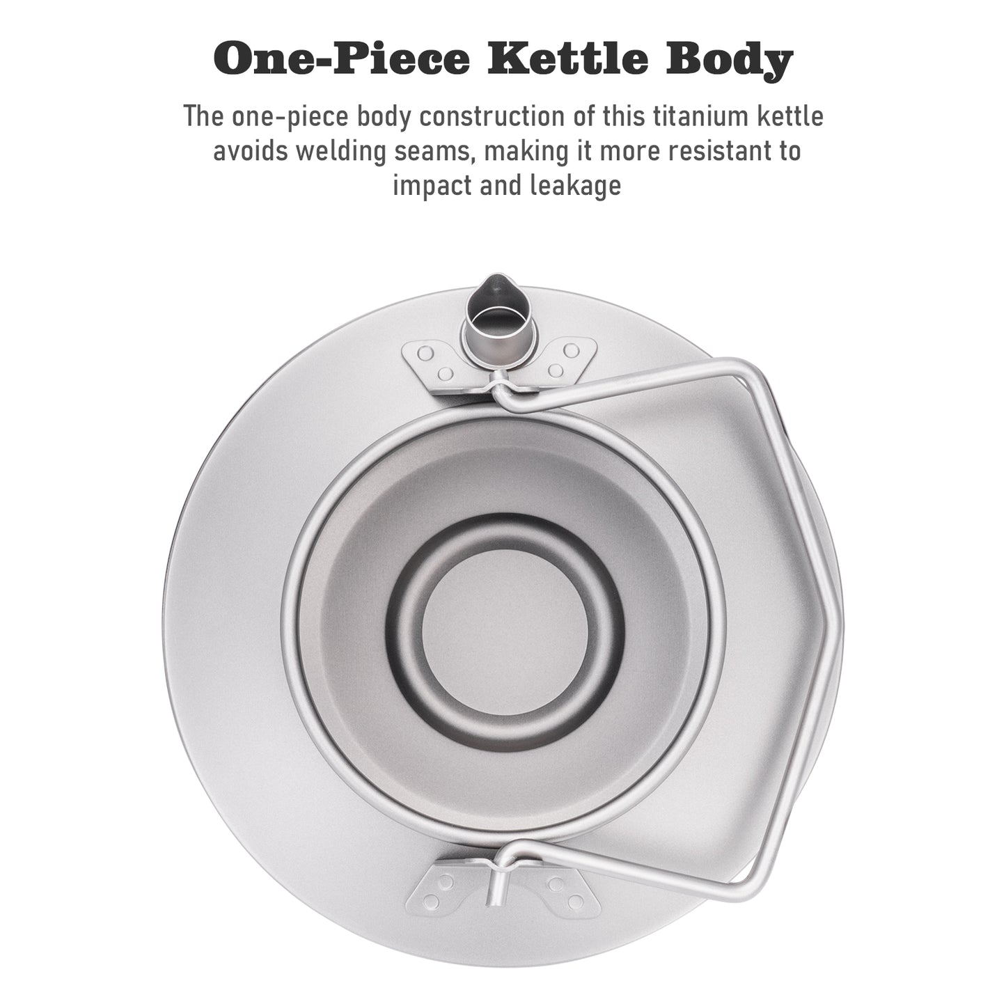 Boundless Voyage 1000ml Ultralight Titanium Camping Kettle with Foldable Handle & Steam Vent Lid, One-Piece Body Water Pot for Outdoor Hiking Backpacking Ti3099D